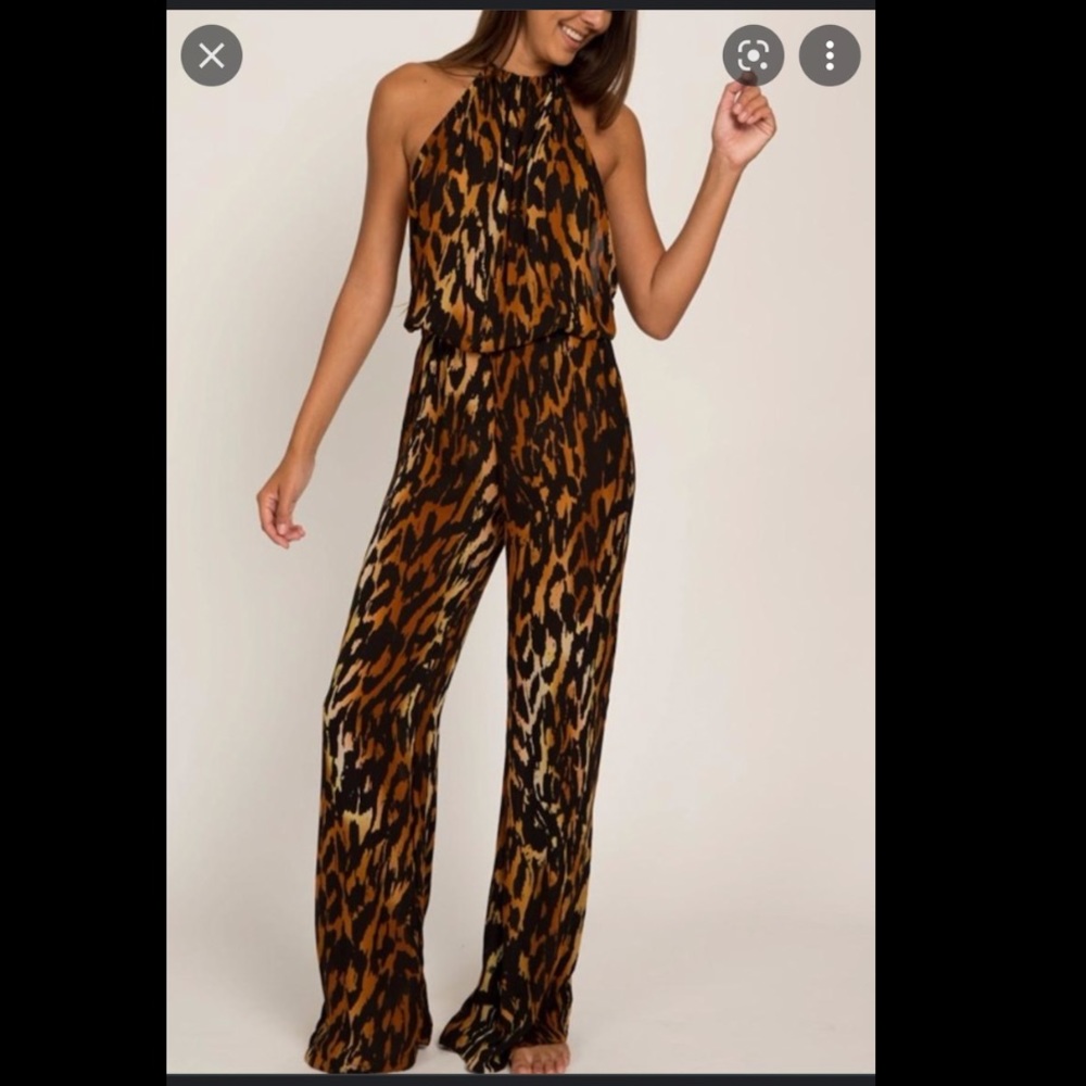 Never worn Indah leopard halter jumpsuit